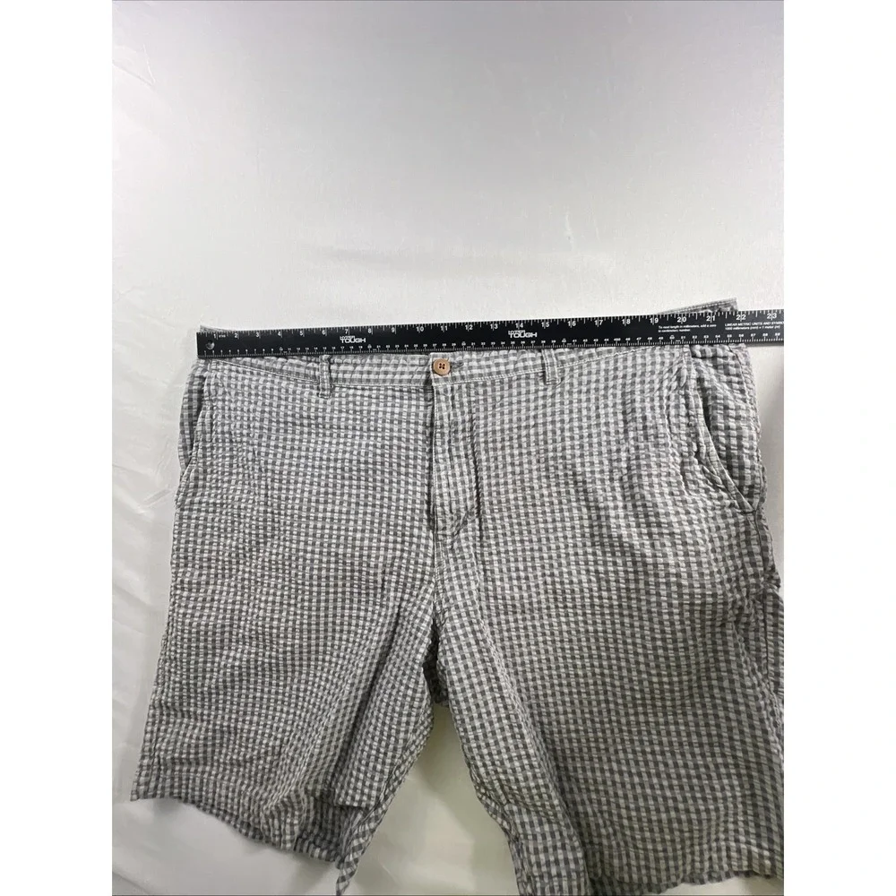 Tommy Bahama Seersucker Shorts Mens 44 Gray Gingham Check 100% Cotton Casual